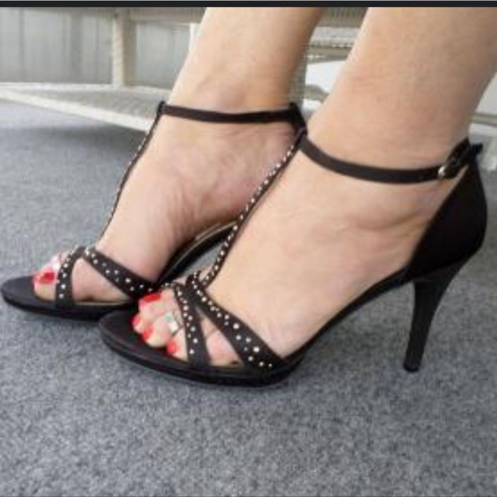 FIONI NIGHT OPEN-TOE STUDDED HIGH HELL STILETTOS WOMEN"S SANDAL